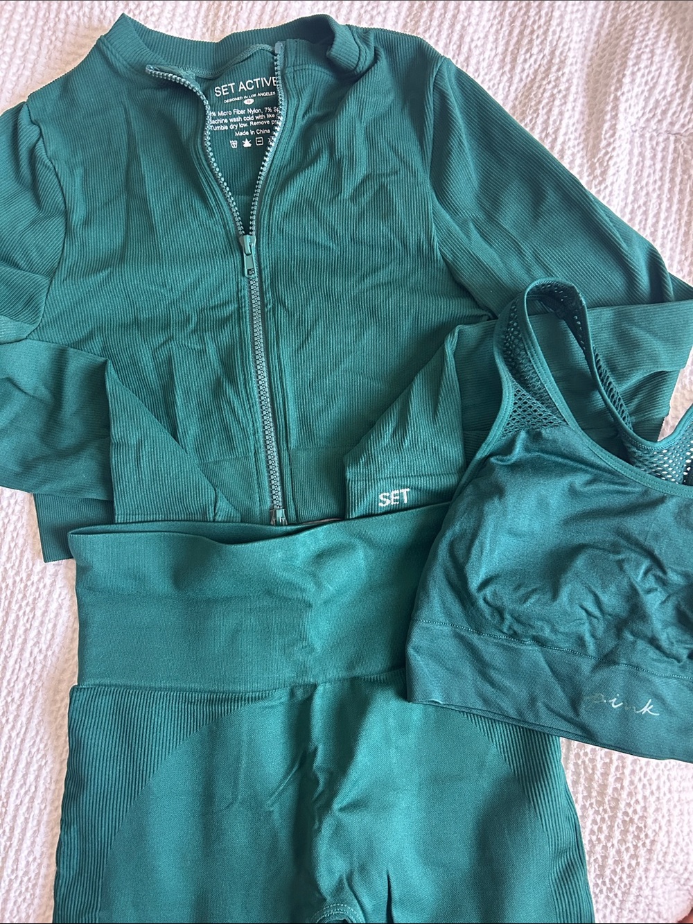 SET Active Teal Green Seamless 3-Piece Workout Set